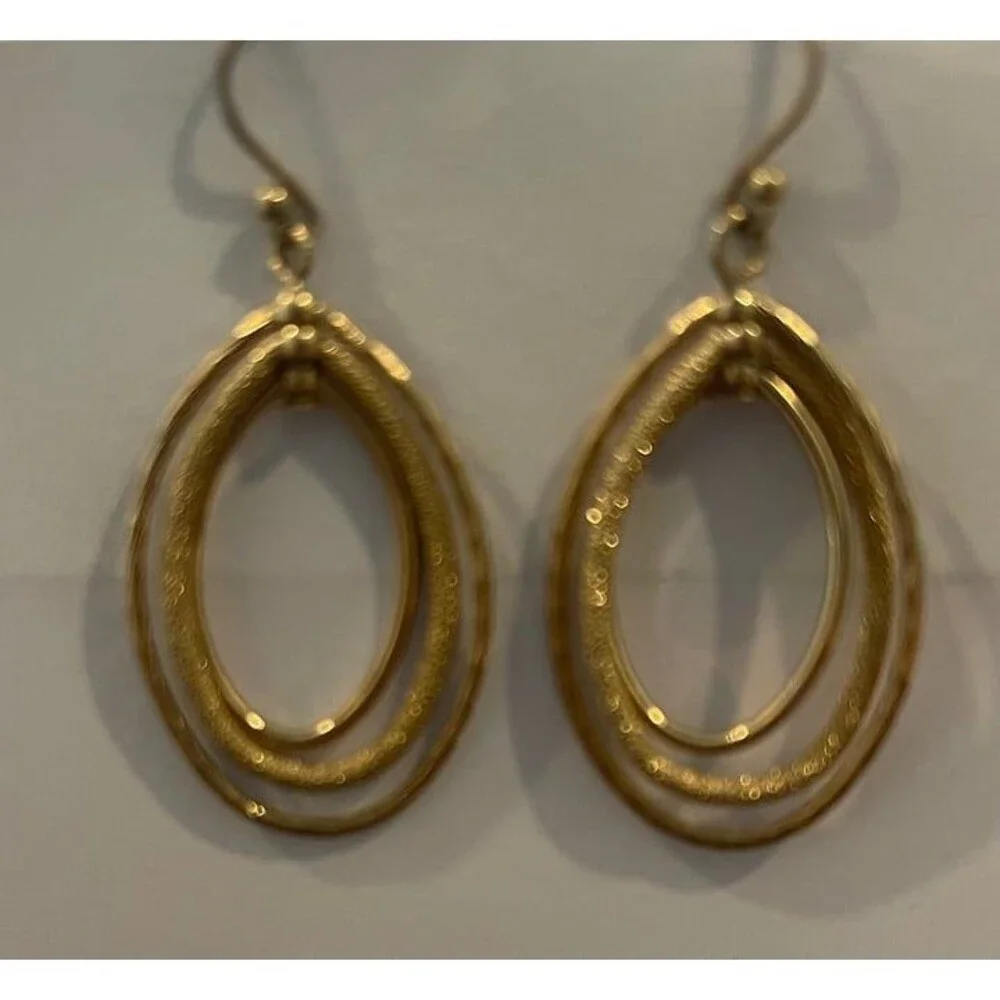 Gold Patterned Multiple Oval Hoop Earrings